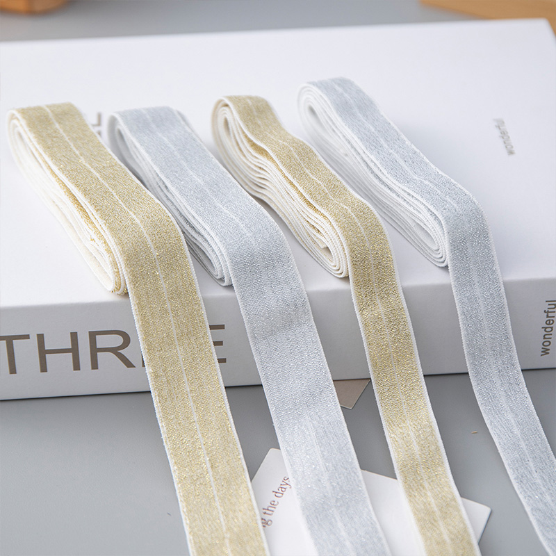 Sewing Hemming - Nastro Elastico Pieghevole in Lurex Oro