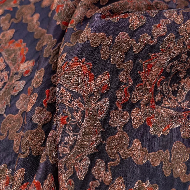 Sewing New - Tessuto Jacquard Floreale in Rayon Rosso