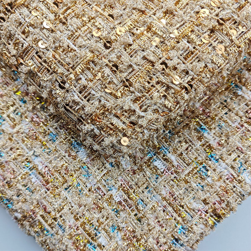 Sewing Tweed - Tessuto di tweed intrecciato tinto in
