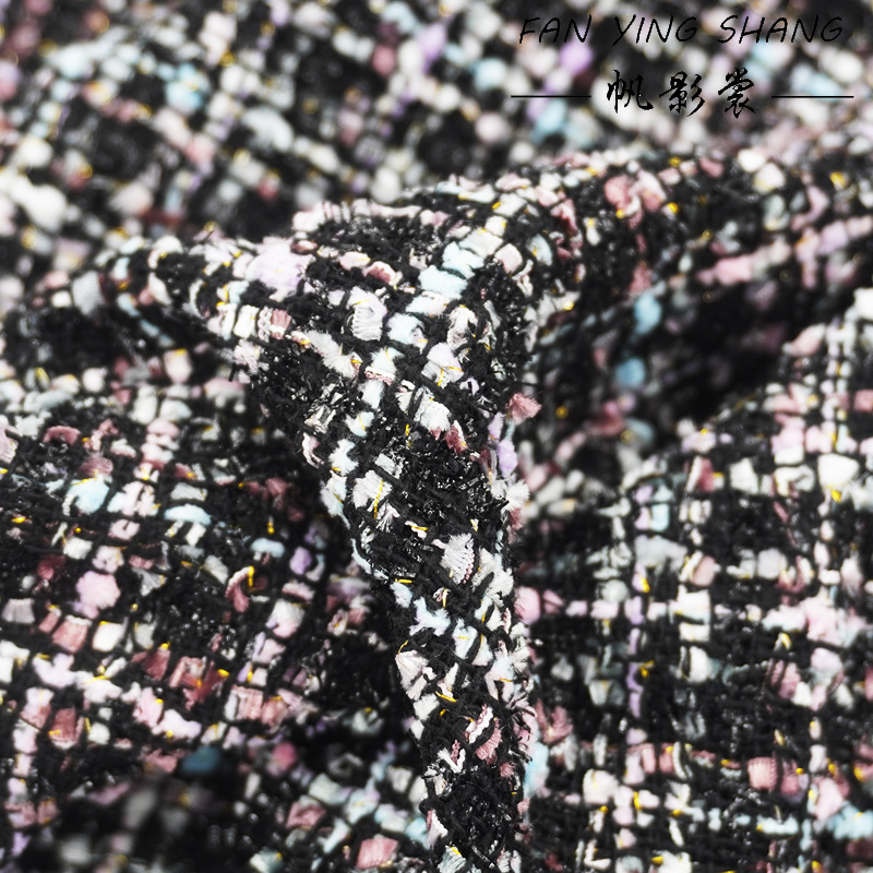 Sewing Tweed - Tessuto Tweed Elegante a Quadri Neri